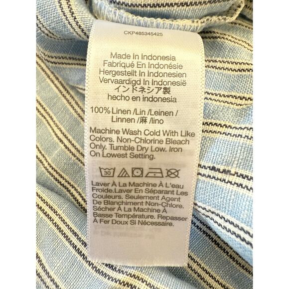 Madewell Cassie Button-Front Midi Dress in Linen - powder blue 2X Flowy Roomy - Picture 8 of 9